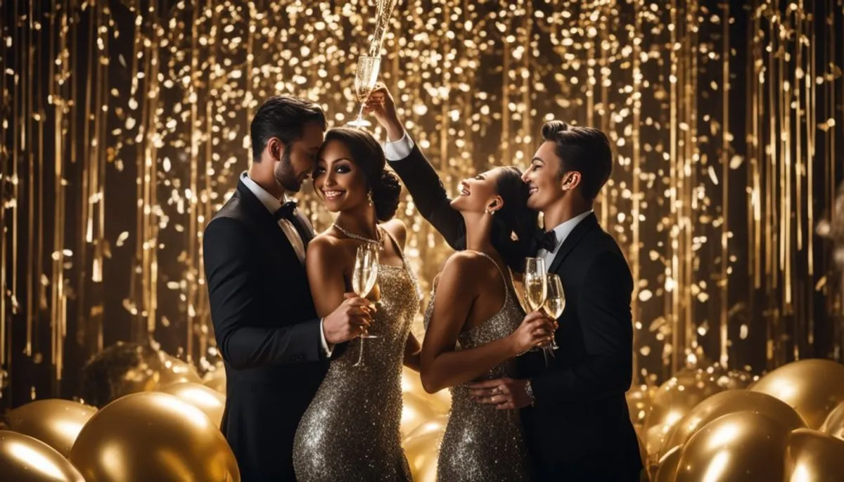 couple poses with champagne bottles couple poses with champagne bottles