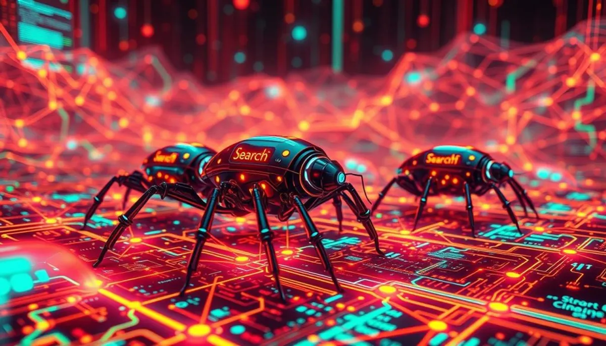 Search engine crawlers exploring web pages Search engine crawlers exploring web pages